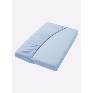 Spannbettlaken HAGEMANN Gr. 1, blau (hellblau), 1 Stk., Mako-Jersey, 27cm, Mako-Jersey, 100% Baumwolle, Bettlaken, Spannbettlaken