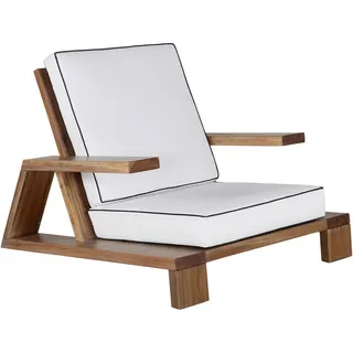 Gardenson Loungesessel , Weiß, Akaziefarben , Holz , Akazie , eckig , 100x70x92 cm , Gartenmöbel, Loungemöbel, Lounge-Serien