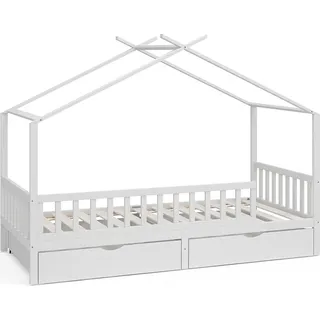 Hausbett Vitalispa Franka Weiß 90x200 cm mit 2 Schubladen, Model 40400 - Weiß