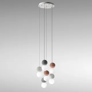 Sfera - 6-flammige Pendelleuchte mit Betonkugeln und Opalglas - 6 x G9, max. 6 x 7 W, modernes Design, IP20, ohne Leuchtmittel