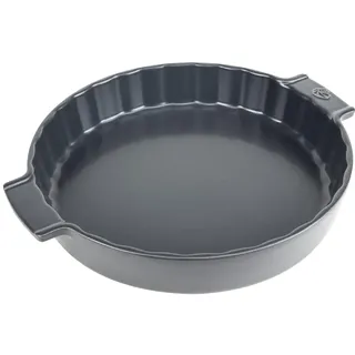 Peugeot - Runde Tarteform aus Keramik - 33 cm x 28 cm x 5,4 cm - Fassungsvermögen: 2,2 L - 10 Jahre Garantie - Schiefergrau