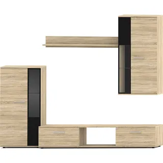 AX LIVING Hochwertige Wohnwand Formilo - 240 cm Modern Sonoma Eiche - Beige