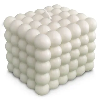 nudu - Bubble Kerze - Deko Kerze aus natürlichem Bienenwachs - Sojawachs - Handmade - aesthetic room decor - nachhaltig - Candle - big - Weiß/Creme