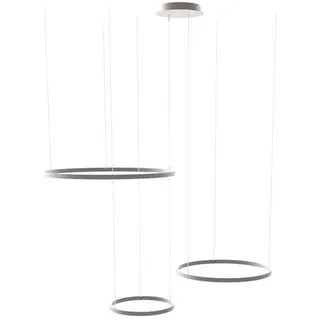 s.luce Led-Hängeleuchte 3er Ring Aluminium Ø 80 | 60 | 40cm , Alufarben , Metall , Rund , LED integrated , F , 80x3.3x1.3 cm , Lampen & Leuchten, Innenbeleuchtung, Hängeleuchten, Pendelleuchten