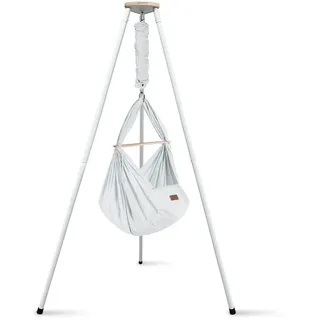 Schmusewolke Federwiege , Weiß, Hellgrau , Metall, Kunststoff, Textil , Höhe ca. 4 cm , 135x194x135 cm , wendbar,Feder mit Sicherheitsseil , Babymöbel & Kindermöbel, Babyzimmer, Babybetten, Stubenwagen & Babywiegen