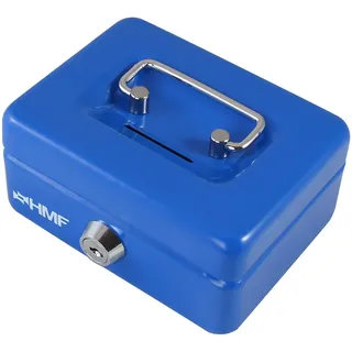 HMF 102122-05 Kinder Spardose, Geldkassette abschließbar mit Schlitz | 12,5 x 9,5 x 6 cm | Blau