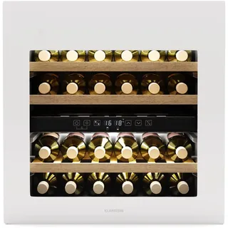 Klarstein Rhone 36 Duo Weinkühlschrank - 36 Flaschen, 2 Zonen, 5-22°C, LED-Steuerung, UV-Schutz, Leiser Betrieb, Schwarz, Weinklimaschrank