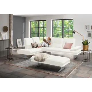 W.SCHILLIG Ecksofa "broadway, Designsofa, toller Sitzkomfort, zeitlos, elegant, L-Form" Sitztiefenverstellung, Kopfteil- & Seitenteilverstellung, Breite 284cm, weiß z59