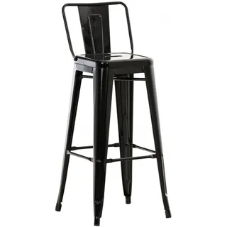 CLP Barhocker mit Lehne im Industrial-Look Mason, mit Rückenlehne und Fußablage schwarz - Schwarz