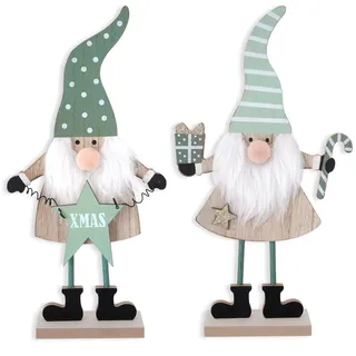 2 X Zwerge Weihnachtsdekorationen Innen Holz Weihnachten Zeichen Nette Bauernhaus Weihnachtsdekorationen für Home Regal Mantel Kamin Tisch Fensterbank Party Gnom Dekor