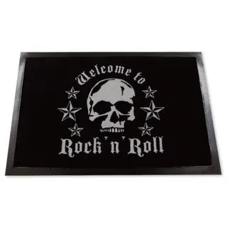 Welcome To Rock n Roll Skull Logo Fussmatte Fußabtreter Türmatte Fußmatte Schmutzmatte Schmutzfangmatte