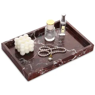 Kosmetiktabletts Marmor Tablett Badezimmertablett Luxuriöse Marmortablett Lila Rot 30 x 20 x 3 cm Schlüsselschale Küche Tabletts Dekotablett für Arbeitsplatte Bad Kerzen Handtuch