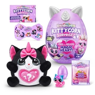 Rainbocorns Kittycorn Surprise Series 7, Schwarze Katze – Plüsch zum Sammeln – 10 Überraschungen zum Auspacken, Schälen und Enthüllen von Herzen, Aufkleber, Alter ab 3 Jahren (Schwarze Katze)