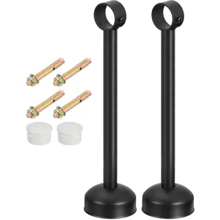 QUARKZMAN 2 Satz Deckenmontage Gardinenstangenhalter, Passend für 32mm/1,26" Rohrlänge 300mm/11,81" Edelstahl Gardinenstangen Haken Halter für Wände Kleiderschrank Rohr Gardinenrohr, Schwarz