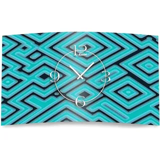 Abstrakt Labyrinth türkis Designer Wanduhr modernes Wanduhren Design leise kein ticken dixtime 3DS-0206 - Schwarz