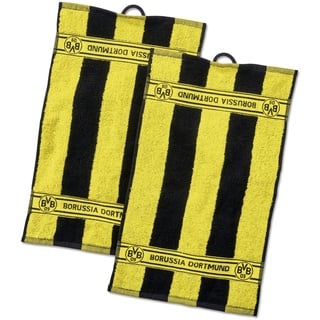 BVB Borussia Dortmund Borussia Dortmund Unisex Bvb-güstehandtücher (2 Stück) G stehandt cher mit Blockstreifen, Baumwolle , Schwarz/Gelb, 50 x 30 1 cm EU