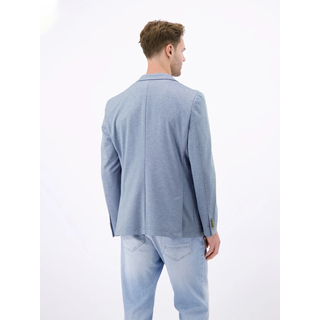 Jerseysakko LERROS "Jerseyblazer in Strickoptik", Herren, Gr. 27, blau (mid storm blau), 82% Polyester, 11% Viskose, 7% Elasthan, Sakkos Jerseysakko