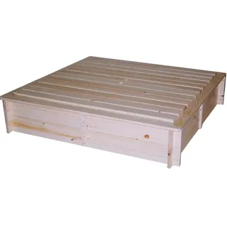 Sandkasten mit Sitzbänken und Deckel Biedrax 185 x 185 x 30 cm Farbe: Natur
