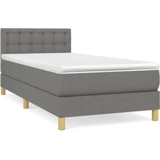 vidaXL Boxspringbett mit Matratze Dunkelgrau 100x200 cm Stoff