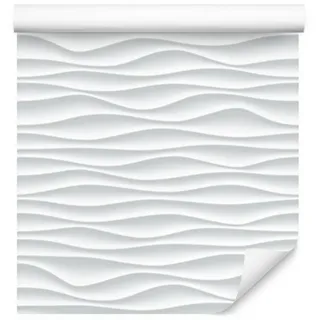 10m VLIES TAPETE Rolle Weiße WELLEN 3D Geometrisches Muster 6396 - mehrfarbig