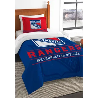Northwest NHL New York Rangers Schmusetuch und Kissenbezug, Doppelbett, Entwurf
