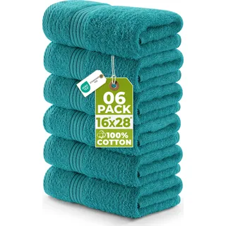 Utopia Towels - Premium Handtücher - 100% gekämmte, ringgesponnene Baumwolle, ultraweich und sehr saugfähig, Dicke Handtücher 41 x 71 CM's, hochwertige Handtücher (6er-Pack, Türkis)