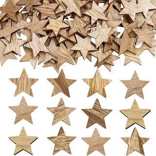ParPix Holzsterne zum Basteln Groß 4 cm, 100 Stück Holz Sterne Deko Weihnachten, Tischdeko Streudeko Weihnachten,Holzsterne Kleine,Stern Weihnachts Konfetti,Holzsternen Geburtstag Weihnachtsdeko Tisch