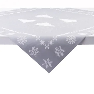 Sovie Home Tischdecke White Tree in Silber aus Linclass® Airlaid, Weihnachtstischdecken stoffähnlich, ideal für Advent, Weihnachten & Weihnachtsfeiern, 80x80 cm, 1 Stück