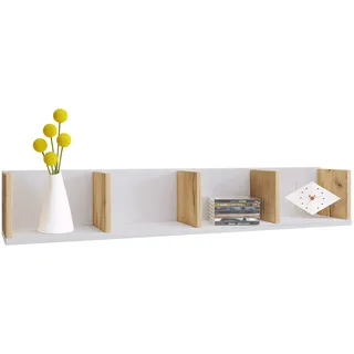 Wandregal VCM "Holz Wandregal Hängeregal Wandboard Regal Honsa", braun (weiß, honig, eiche), B:97cm T:17cm, Regale, Wandregal
