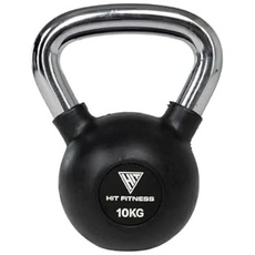 Hit Fitness Unisex-Adult Kettlebell with Chrome Handle | 10kg, Black & Chrome, 16 x 16 x 26 cm
