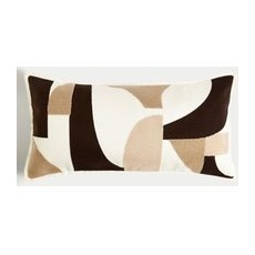 M&S Collection Nackenkissen aus reiner Baumwolle mit geometrischem Muster - Creme Melange, Creme Melange, 1SIZE
