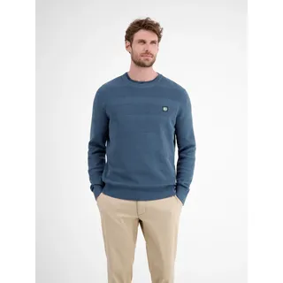 Strickpullover LERROS, Herren, Gr. XL, storm blau, Strick, Obermaterial: 100% Baumwolle, gestreift, regular fit normal, Rundhals, Rippbündchen, Pullover Strickpullover, mit Logo Stickerei