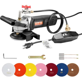 Vevor Poliermaschine 800 W, 100 mm Betonschleifer mit 6 Gang und 7 Polier-Kits, Schleifmaschine für Marmor, Granit, Stein, Fels, Fliesen, ausgestattet mit einem FI-Schutzschalter (1000 – 4000 U/min)