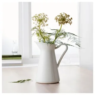 Honfitat Weiße Vintage Shabby Chic Creme Vase Emaille Pitcher Jug Pot Tall Metall Hochzeit Dekor