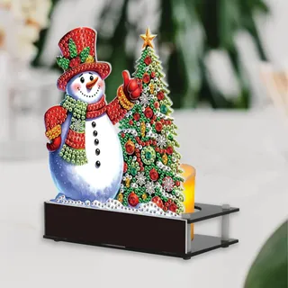 DCIDBEI Diamond Painting Kerzenhalter Kerzenteller Weihnachten 12x11cm Diamant Painting Kerzenstecker Candle Holder Kamindekoration Kerzenleuchter Kerzenuntersetzer Tablett Schneemann