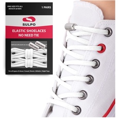 SULPO runde Schnürsenkel ohne Binden - Schnürsenkel Schnellverschluss - Gummi Schnürsenkel mit Metallkapseln - Elastische Schnürsenkel für Erwachsene und Kinder - Schuhbänder ohne Binden