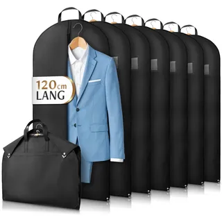 Bruce.® 7x Kleidersack Kurz 120x60 cm – Hochwertige Kleiderhülle für Anzug, Blazer, Kostüm & Kleid – 120 GSM Materialstärke – Anzugtasche für Reisen & Aufbewahrung - Kleidersäcke herren - Schwarz
