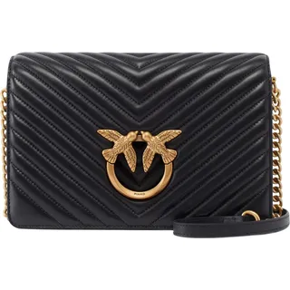 PINKO Umhängetasche Love Click Classic Sheep Nappa Chevron M Nero - Antique Gold