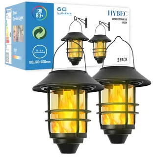 HYBEC - LED Fackeln Mit Flammeneffekt Solar, Solarlampen Für Außen, Deko Kamin, Gartenfackeln (2er Pack)
