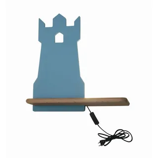 Kinderwandleuchte , Blau , Holz, Metall, Holzwerkstoff , Eiche , 12x28.5x27 cm , RoHS, Europäischer Sicherheitsstandard , Schnurschalter, einfach zu transportieren , Lampen & Leuchten, Innenbeleuchtung, Kinderzimmerlampen, Kinderwandleuchten