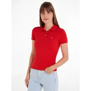 Tommy Jeans Poloshirt mit kurzer Knopfleiste, Gr. L (40), Deep Crimson, , 78259724-L