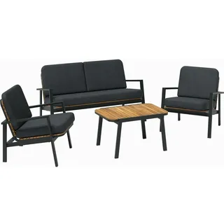 Obi Lounge-Set Sitzgarnitur Garten-Lounge Olary 4-teilig Akazienholz Schwarz