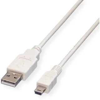 Value USB 2.0 Kabel, Typ A - 5-Pin Mini, weiß, Geschirmt 11.99.8708