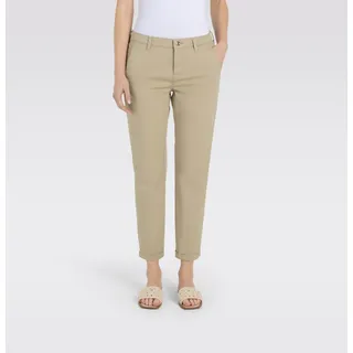 Chinohose MAC "CHINO turn up", Damen, Gr. 40, N-Gr, beige (golden terra ppt), Web, Obermaterial: 97% Baumwolle, 3% Elasthan, unifarben, slim fit knöchelfrei, Hosen Chinohose, mit dezentem Glanz, elegant und sportiv zugleich