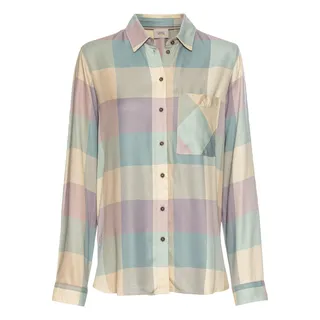 camel active Damen Karierte Bluse aus Viskose Gelb-Blau-Rosa, Womenswear-M