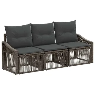 vidaXL Gartensofa-set 3 stk. Grau Poly-Rattan - Grau