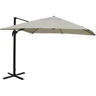 MCW Ampelschirm A96 3,5x3,5m Alu Creme-Grau ohne Ständer Drehbar