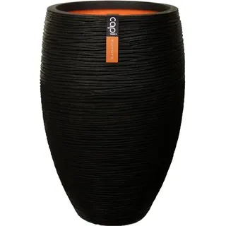 Capi Pflanztopf Nature Rib Elegant Deluxe Riffel Ø 40 cm x 60 cm Schwarz