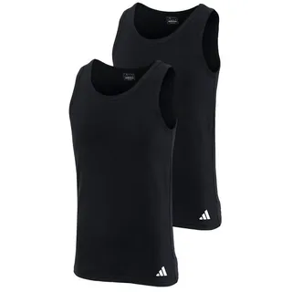adidas Unterhemd, Herren, Gr. 4, 2 Stk., Normalgrößen, schwarz, 95% Baumwolle, 5% Elasthan, Rundhals, Unterhemden Unterhemd