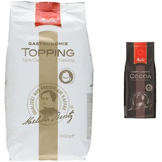Melitta Professional Topping für Kaffee-Vollautomaten, Pulverförmig, Kaffeeweißer (1 x 1000 g) & Kakao für Kaffee-Vollautomaten, Zubereitung mit Wasser oder Milch, Glutenfrei, 1 kg